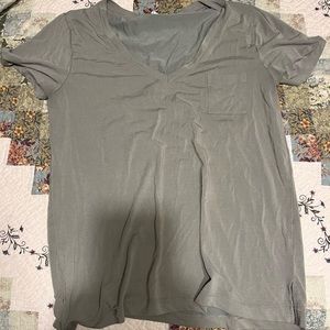 Green Pocket V Neck